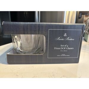 Brooks Brothers Set of 4 Double‎ Old Fashioned Whiskey Glasses Crystal. NIB